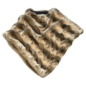 Fabulous Furs Faux Fur Poncho in Gray and Cream